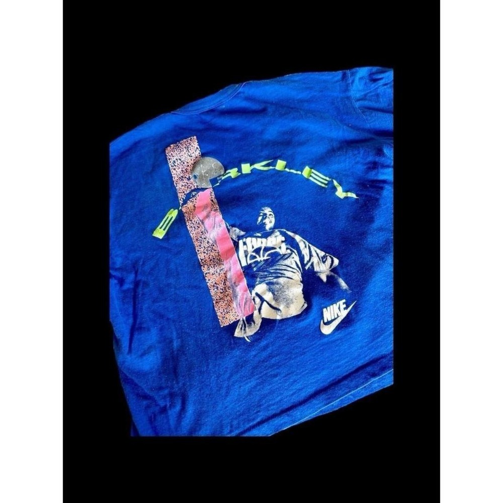 Vintage Nike Charles Barkley Force T Shirt Sz Large RARE Blue Cropped 90's
